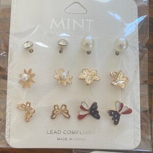 Mint Gold and Navy Kids Earring Set (3 sets)